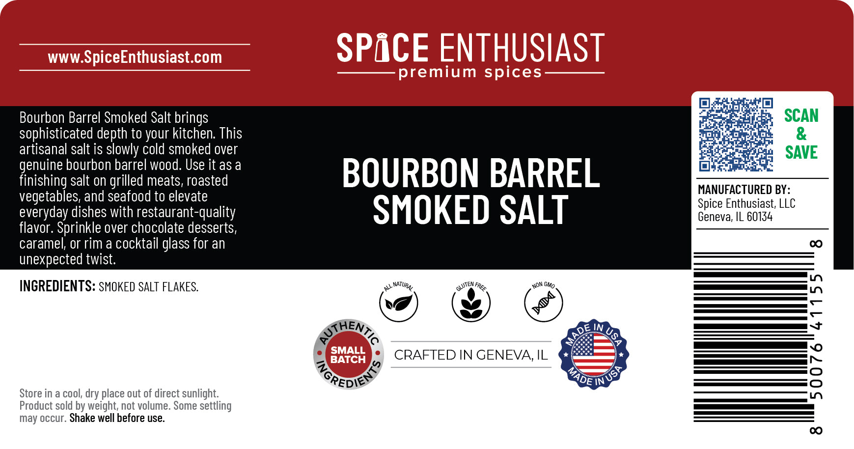 Spice Enthusiast Bourbon Barrel Smoked Salt