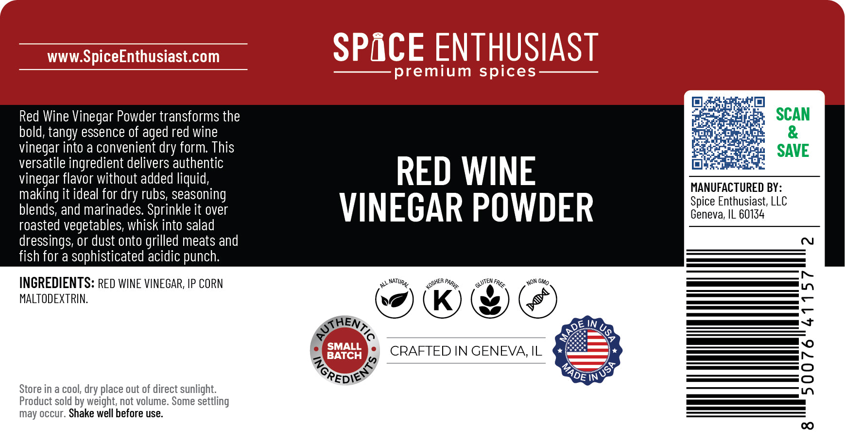 Spice Enthusiast Red Wine Vinegar Powder